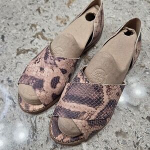 Easy Spirit Pasana Snakeskin Print Open Toe Flats Slides‎ Women's 5.5M